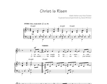 Matt Maher - Christ ist auferstanden Noten | Christlicher Song Klavier-Notation | Digitaler Sofort Download Hymne | Anbetung Musik PDF zum ausdrucken