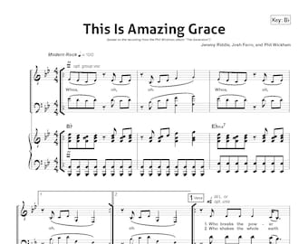 Phil Wickham - This Is Amazing Grace Piano Sheet Music | Christian Worship Song | Digital Download, Printable PDF, Instant Access