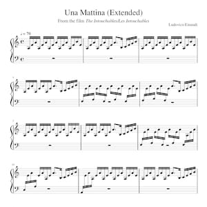 Ludovico Einaudi Una Mattina Extended Version Noten Digital Download, Klavierauszug, Sofort PDF, printable Bild 1