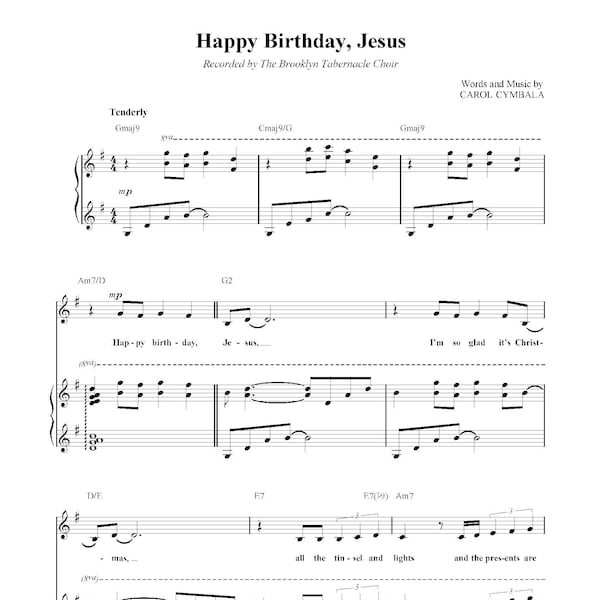 Brooklyn Tabernacle Choir - Happy Birthday Jesus Sheet Music, Christian Choir Arrangement, Christmas Song for Piano and Voice, Digital PDF