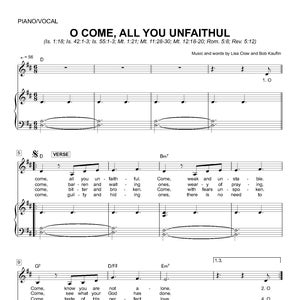 Sovereign Grace - O Come All You Unfaithful Sheet Music for Piano, Guitar | Christian Hymn, Printable Digital Download, Worship Song PDF