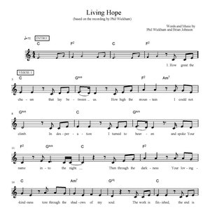 Phil Wickham Living Hope Sheet Music Christian Piano Score, Worship ...