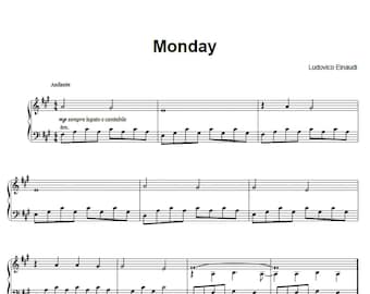 Ludovico Einaudi - Monday Sheet Music, Piano Score, Easy, Printable PDF, Digital Download