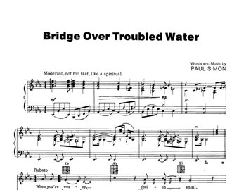 Simon & Garfunkel - Bridge over Troubled Water - Partitions à télécharger - PDF numérique, chanson classique, piano solo, impression instantanée