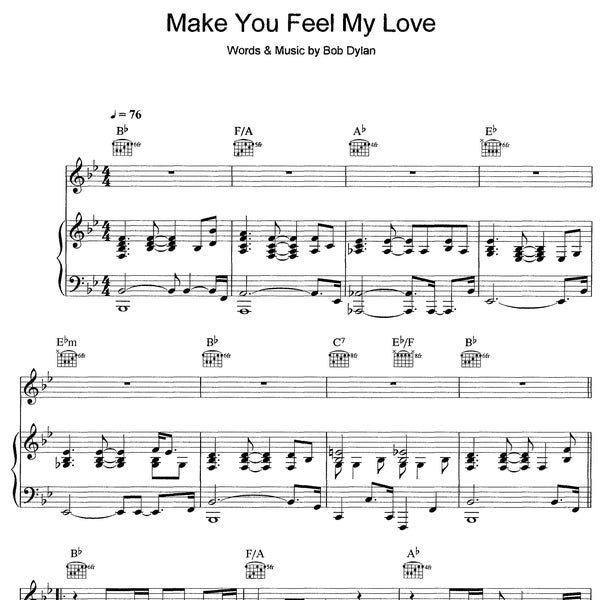 Adele - Make You Feel My Love Klavier Noten - Digitaler Download, einfach Klavier, Romantische Ballade, Instant Print