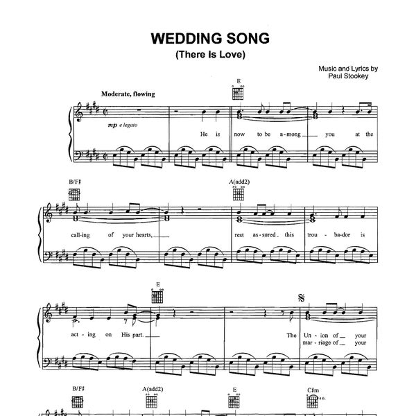 Paul Stookey - The Wedding Song (There Is Love) Music Sheet - Vintage Printable PDF