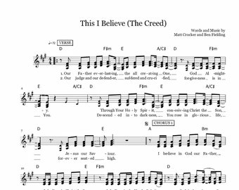 Hillsong Worship - This I Believe The Creed Partition musicale | Partitions chrétiennes, partition de piano de louange imprimable, PDF téléchargement instantané numérique