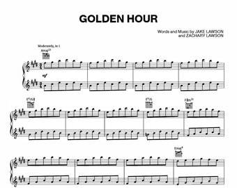 JVKE - Golden Hour Sheet Music Download - Digital PDF, Pop Song, Piano Solo, Instant Print, JVKE Music