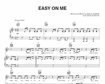 Adele - Easy On Me Sheet Music Download - PDF numérique, chanson pop, chant et piano, impression instantanée, Adele Music