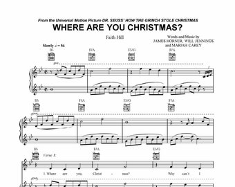 Faith Hill - Where Are You Christmas Sheet Music Download - Digital PDF, Holiday Song, Vocal and Piano, Instant Print