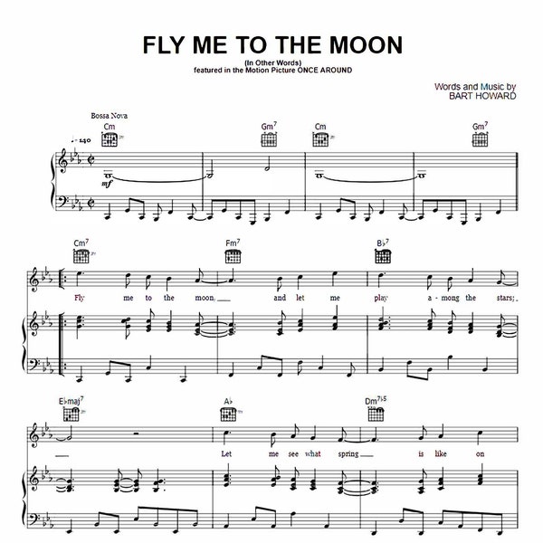 Frank Sinatra - Fly Me To The Moon Sheet Music Download - Digital PDF, Jazz Standard, Vocal and Piano, Instant Print