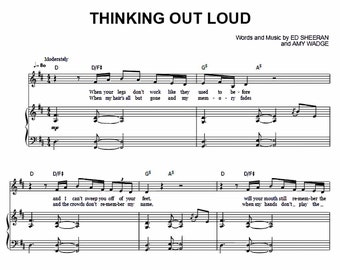 Ed Sheeran - Thinking Out Loud Music Sheet - PDF imprimable - Guitare, Piano, Voix - Téléchargement instantané