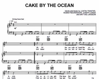 DMCE - Cake By The Ocean Noten - Digitaler Download, Klaviernoten, Pop Rock Song, Notenblatt zum Ausdrucken, Instant PDF