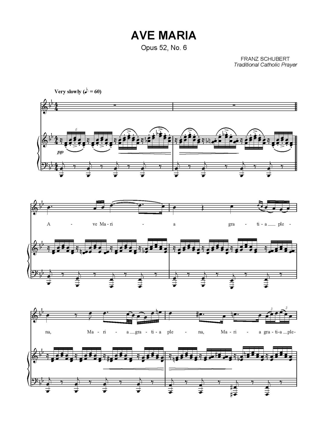 Franz Schubert Ave Maria Opus 52 No 6 Sheet Music Vintage Piano Solo ...