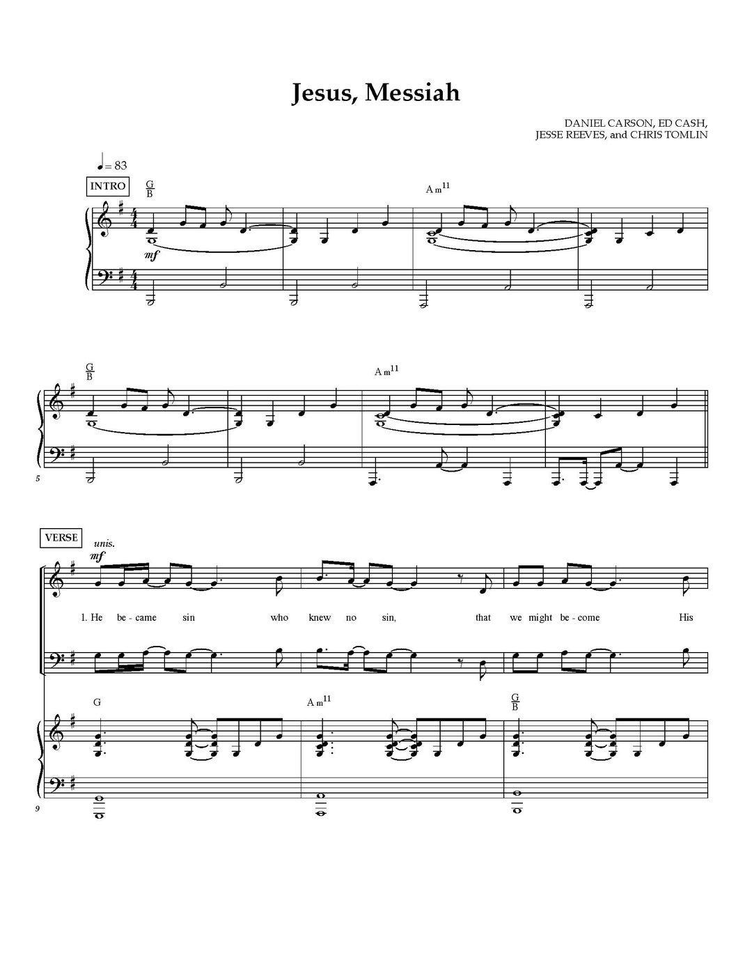 Chris Tomlin Jesus Messiah Sheet Music Piano, Guitar Tabs, Worship Song, Christian Hymn, Digital ...