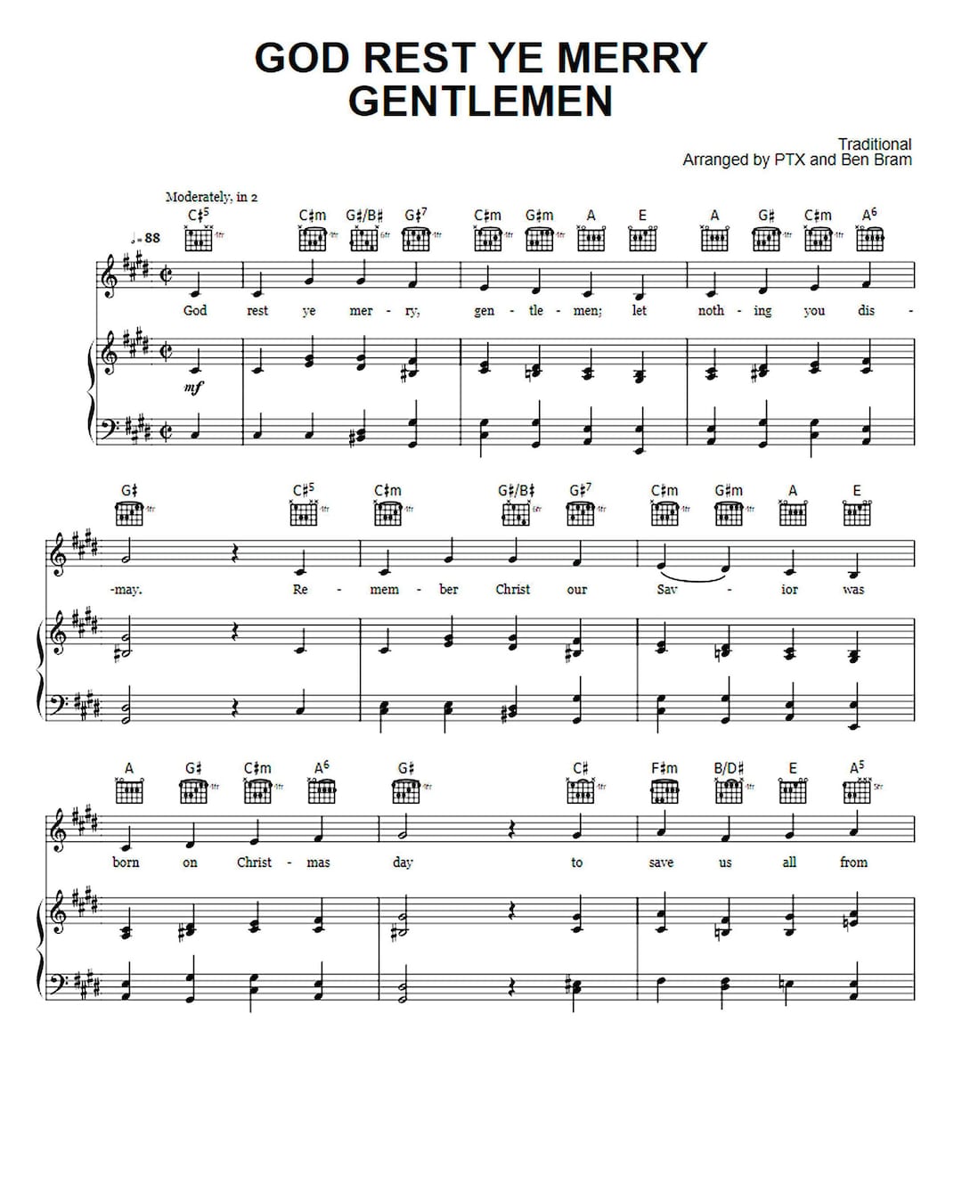 Pentatonix God Rest Ye Merry Gentlemen Pentatonix God Rest Ye Merry Gentlemen Music Sheet, Christmas Carol
