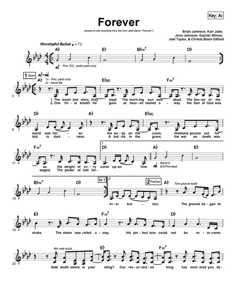 Kari Jobe Forever Sheet Music, Piano Christian Worship Song, Instant ...