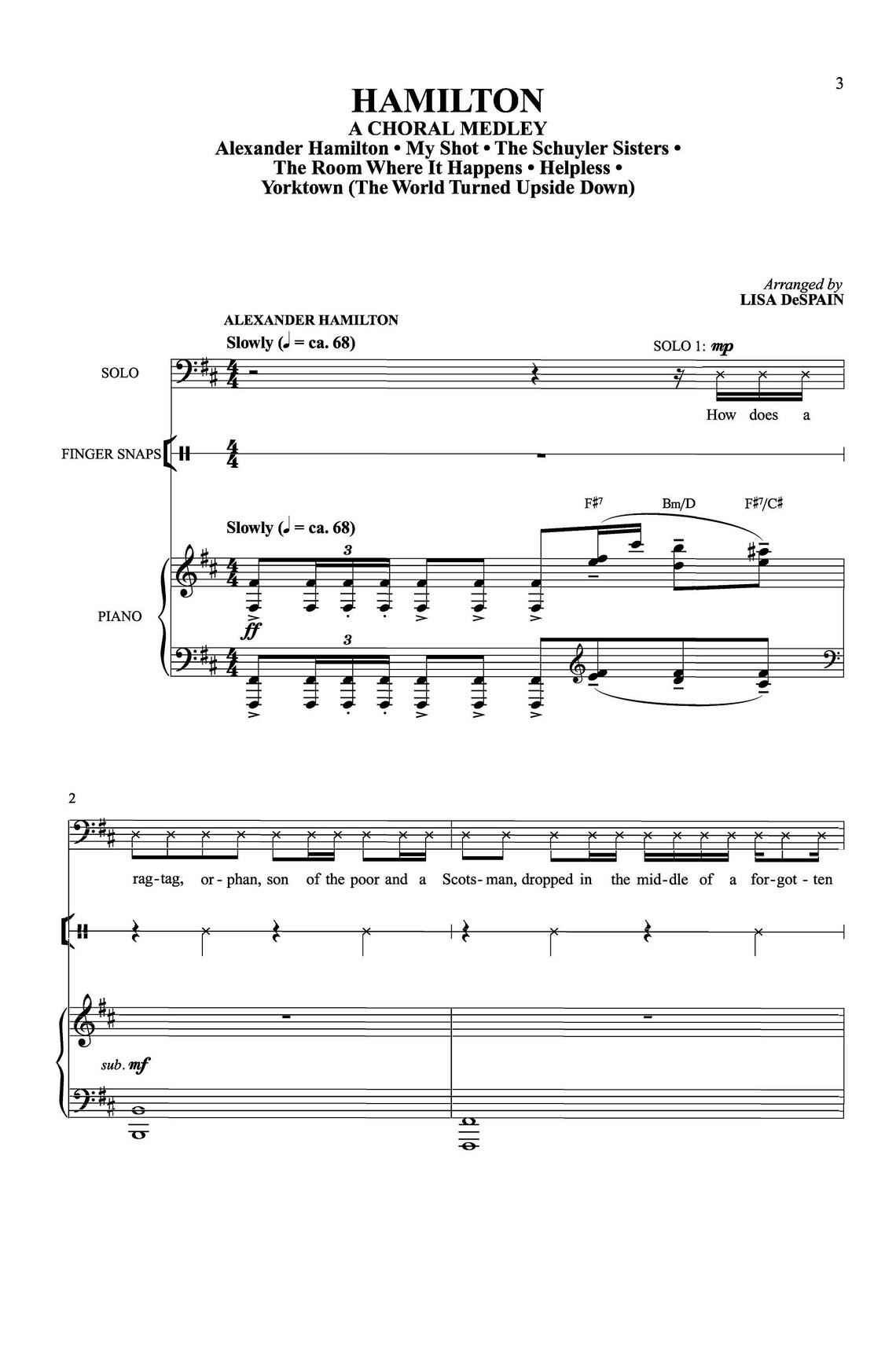 Hamilton: A Choral Medley (Lin-Manuel Miranda) » Sheet Music For Mixed Choir