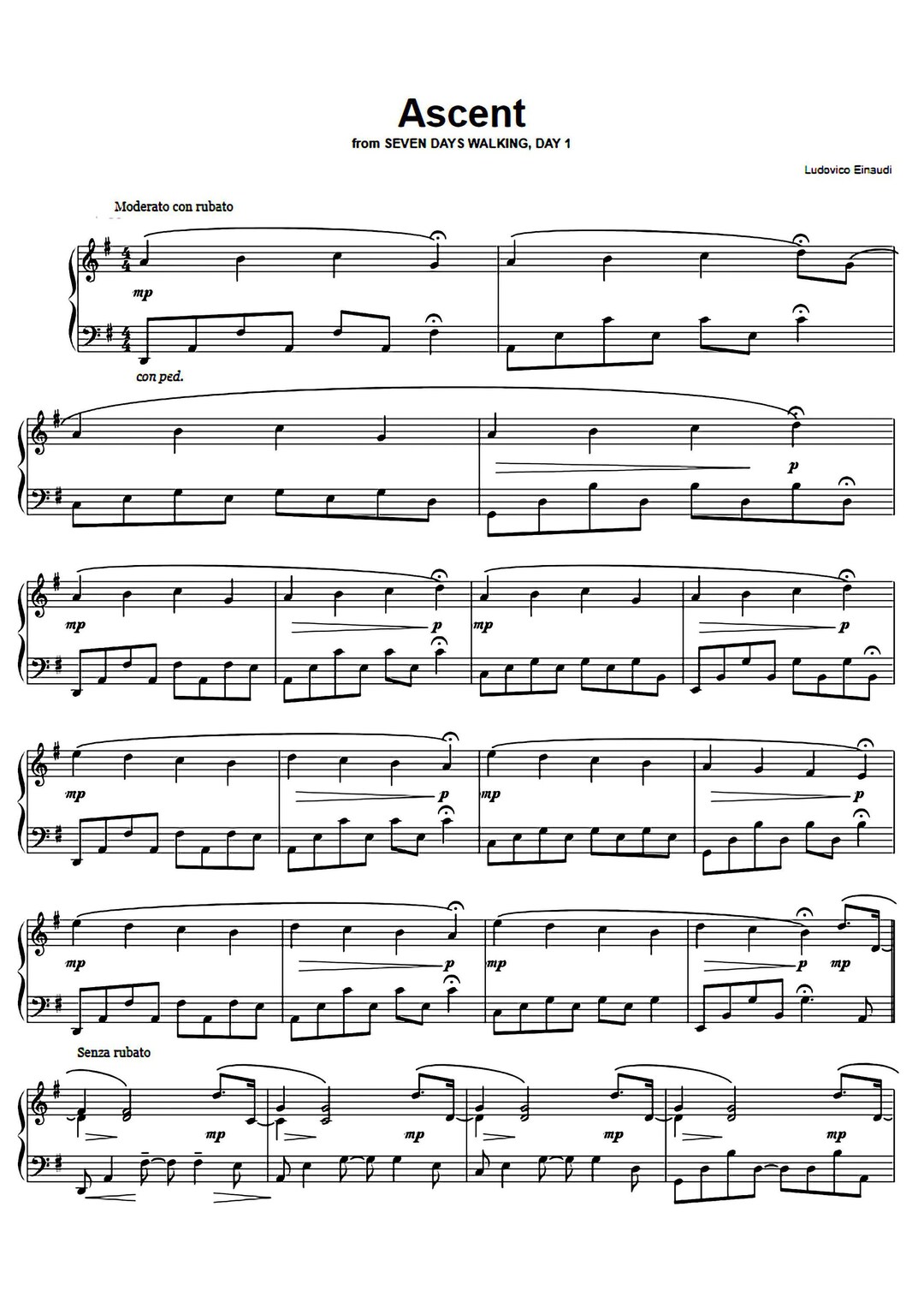 Ludovico Einaudi Ascent Music Sheet Piano Score, Printable PDF Instant Download, Contemporary ...