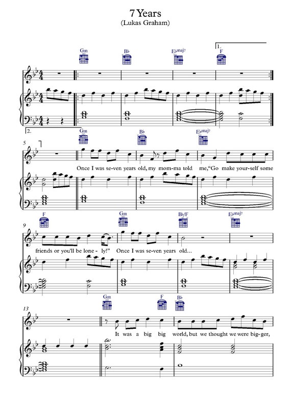 7 years – Lukas Graham Sheet music for Piano (Solo)