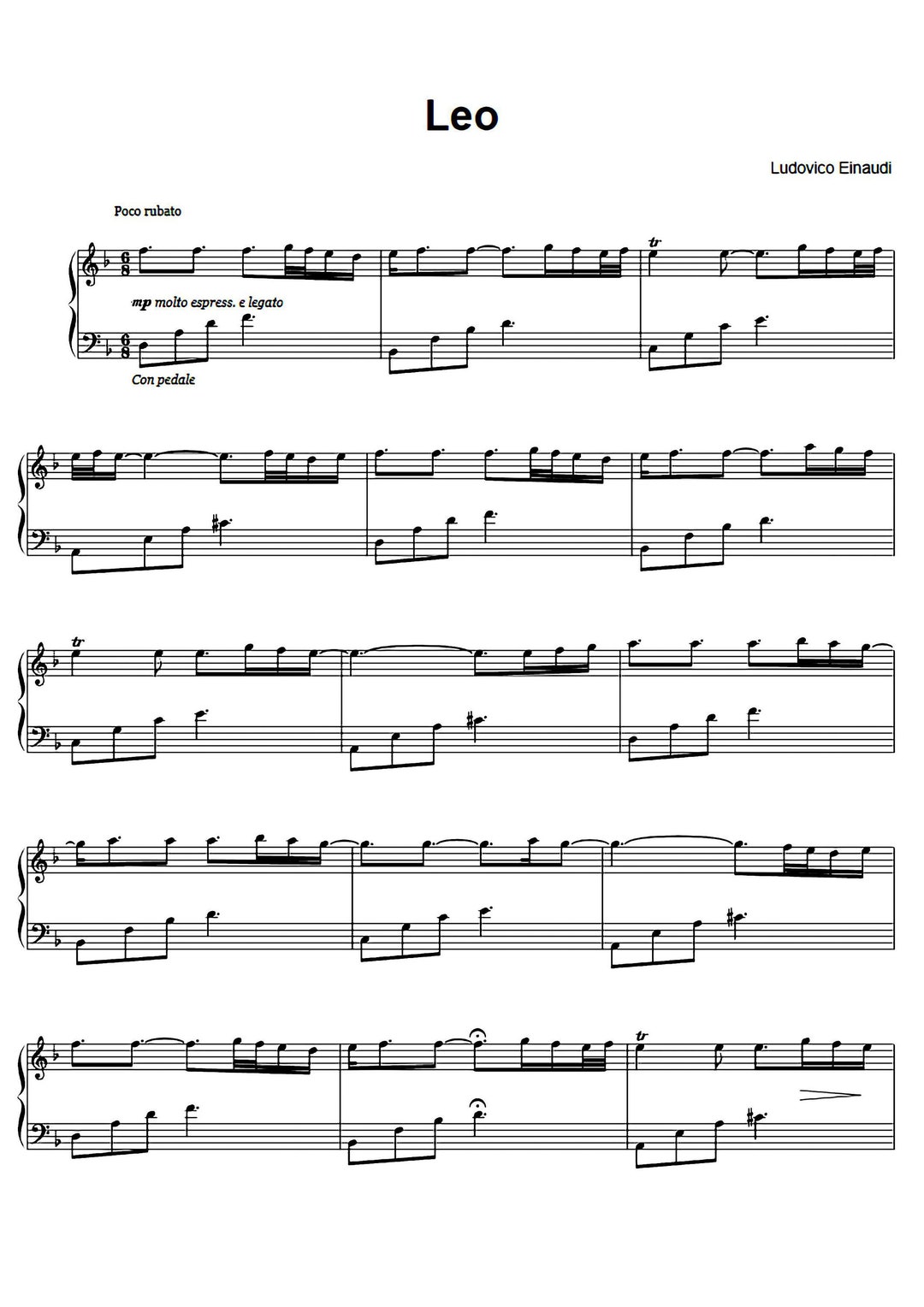 Ludovico Einaudi Leo Piano Sheet Music, Printable PDF, Instant Download, Music Notes - Etsy