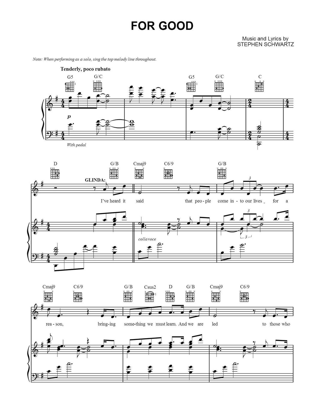 Wicked Sheet Music for Good Piano Sheet Instant Download - Etsy