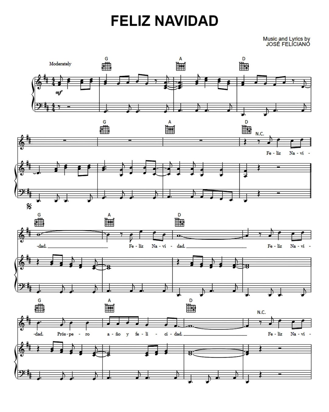 Merry Christmas Frohe Weihnacht Elengi Yambotama Feliz Navidad Noten Jose Feliciano Feliz Navidad Noten Festliches Urlaubslied Klavier