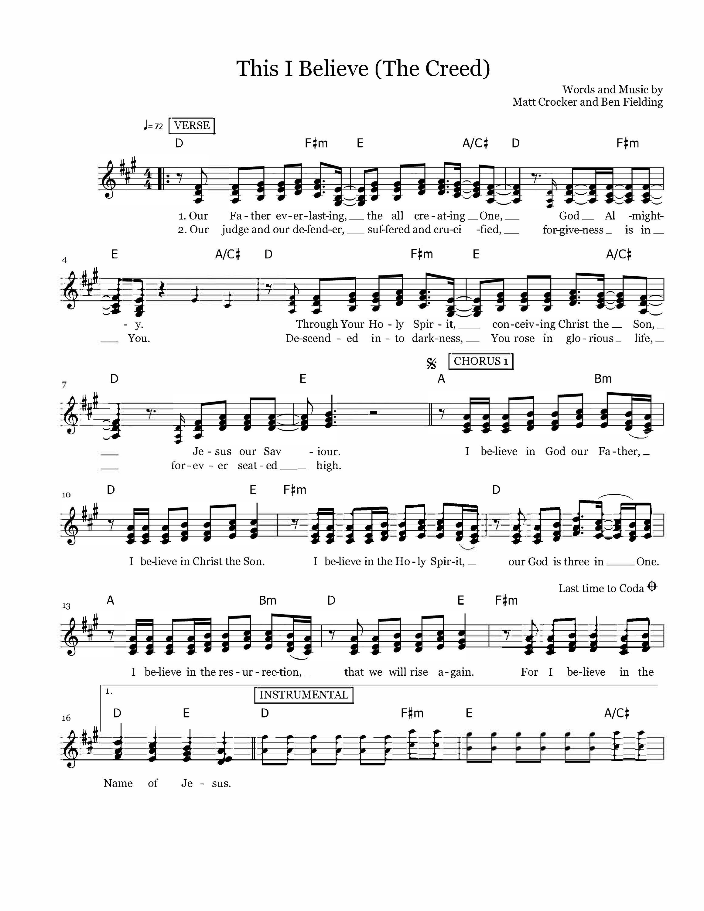 Hillsong Worship This I Believe the Creed Music Sheet Christian Sheet Music, Printable Praise ...