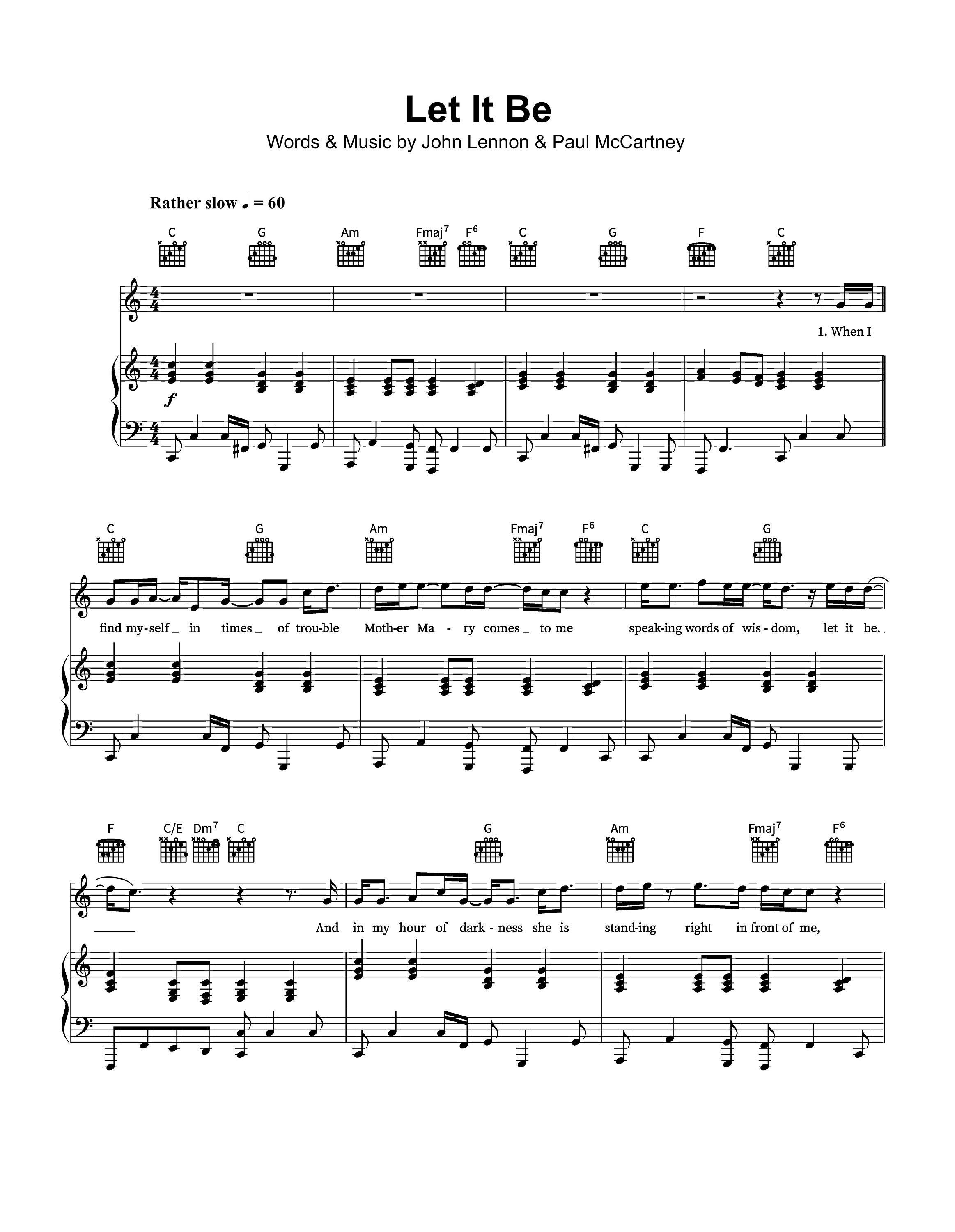 The Beatles Let It Be Music Sheet Piano &amp; Vocal Arrangement Classic ...