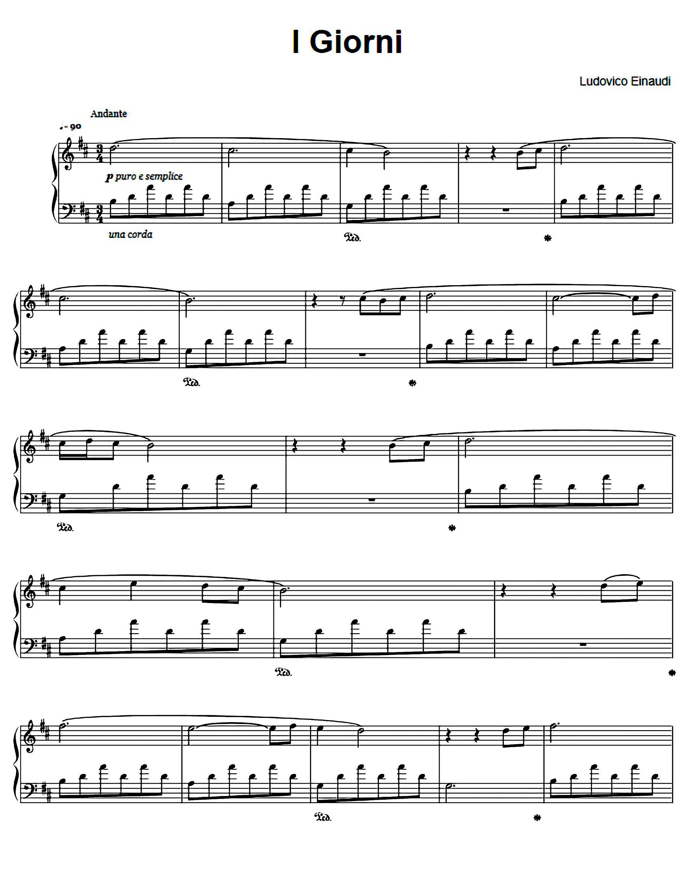 Ludovico Einaudi I Giorni Piano Sheet Music, Digital Download, Printable PDF, Music Notes ...