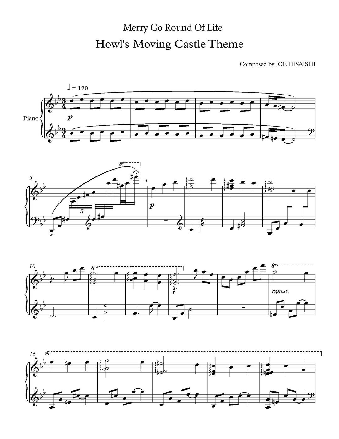 Joe Hisaishi Merry Go Round of Life From Howl