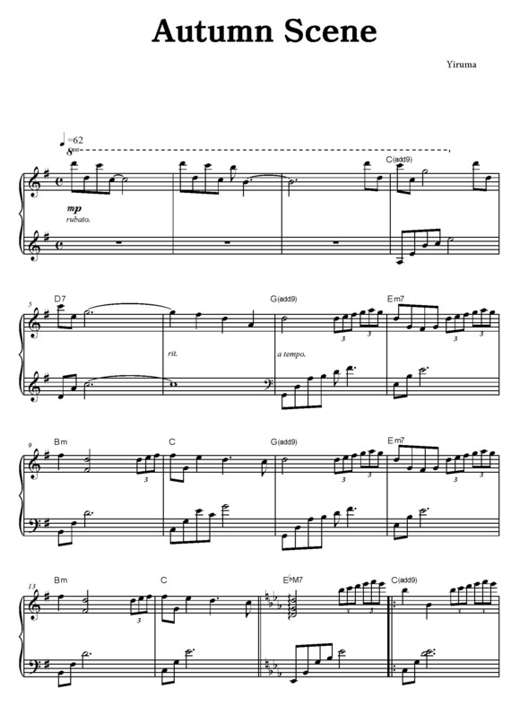 Image Yiruma image beautiful image beautiful image beautiful image beautiful image beautiful - Yiruma Autumn Scene Sheet Music Beautiful Piano Score for Fall ...