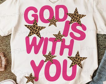 God Is with you png, God Png, Jesus Png, Faith Png, Leopard Christian Png, Religious Png, Catholic Png, Sublimation Designs