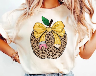 Leopard Coquette Apple png, back to school png, Teacher Png, teacher appreciation PNG, Retro Teacher png, Bright Doodle Dots png