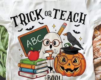Teacher Halloween Png, Halloween Teacher Pencil Png, Trick or Teach , Funny Teacher Ghost Png, Spooky Teacher Sublimation, Cute Ghost Png