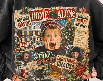 Retro Christmas Movie PNG, Home Alone Characters, Sublimation Design (Digital Download)