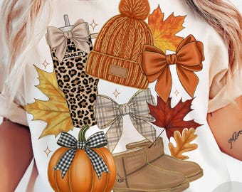 Retro Fall Basics Png, Retro Fall Pumpkin Bow Png, Fall Coquette Bow PNG, Fall Shirt Png, Autumn Girly Png, Girl Autumn Sublimation Design