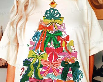 Colorful Coquette Christmas Tree Png, Preppy Christmas Png, Holly Jolly Png, Pink Christmas Png, Merry Christmas Png, Merry and Bright Png