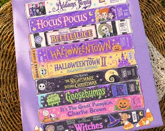 Retro Halloween VHS Movie Stack PNG: Spooky Horror Film Design (Digital Download)