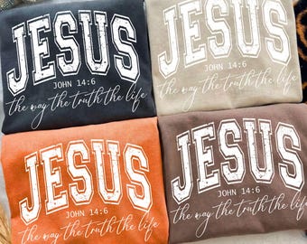 Christian Jesus SVG Png, Varsity Print Bible Verse, Trendy Faith Apparel Gift, Jesus Loves You SVG Png, The Way The Truth The Life