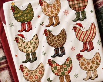 Christmas Chicken PNG, Funny Christmas Chicken PNG, Santa Chicken PNG, Holiday Chicken Sublimation