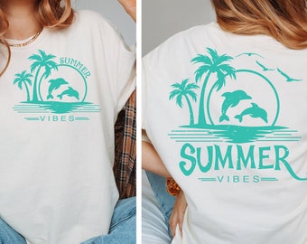 Sommarvibbar SVG PNG, Retro sommar Svg, Retro strand Svg, Tropisk Png, Sommarskjorta Svg, Estetisk sommar, Sublimering fram och bak