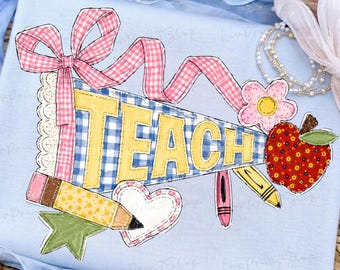 Teacher Pennant Flag Png, First Day of School Png, Cute School Supplies Png, Teacher Life Png, Teacher Appreciation, Elementary Png