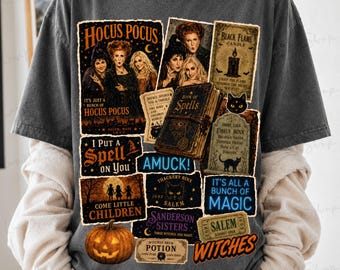 Hocus Pocus PNG, Halloween Characters Png, Vintage Halloween Shirt Png, Spooky Season PNG, Horror Movie PNG, Digital Download
