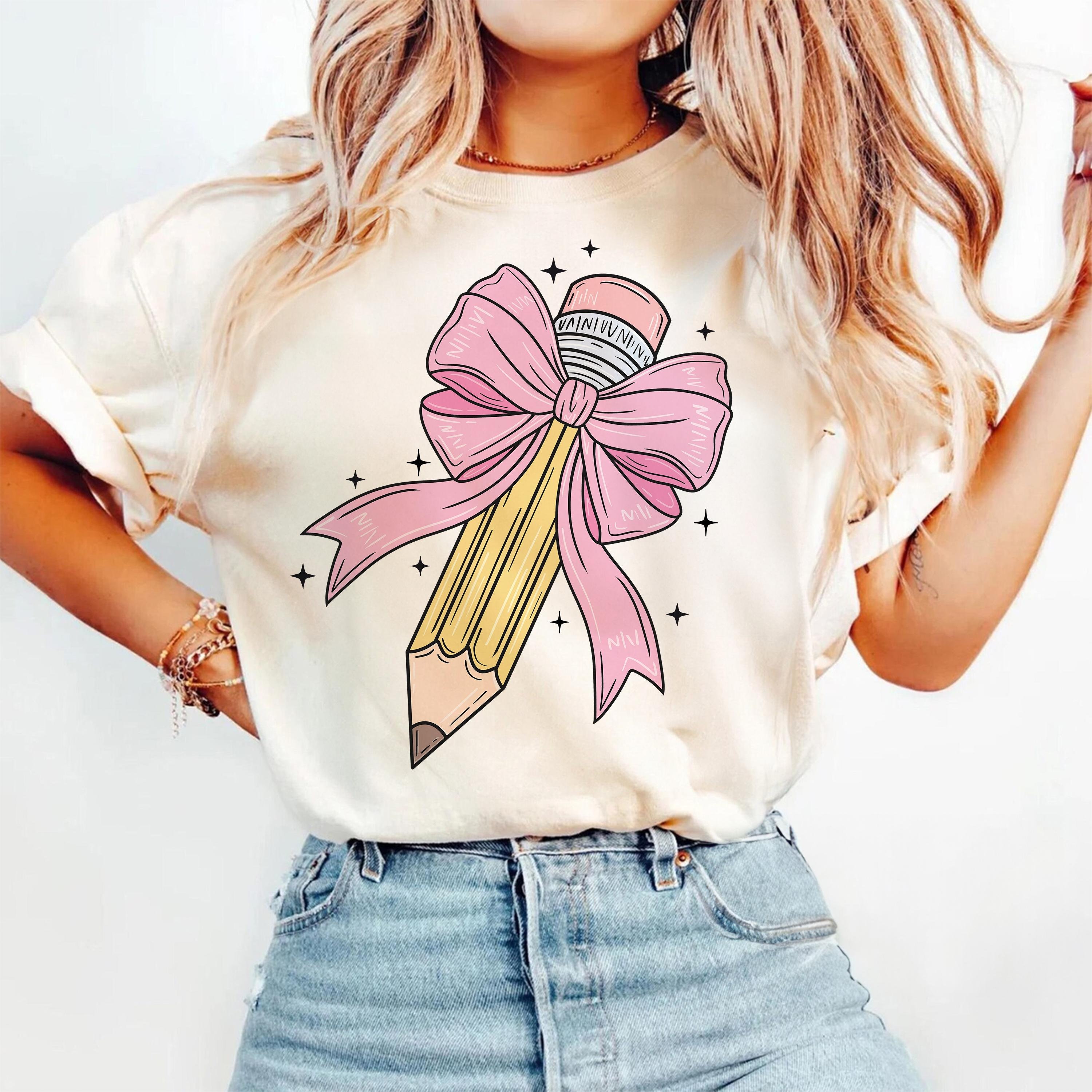 Teacher Pencil Coquette Bow Png Svg, First Day School Svg, Coquette Pencil With Pink Bow Svg,Teacher Coquette Bow Svg,Back To School Png Svg