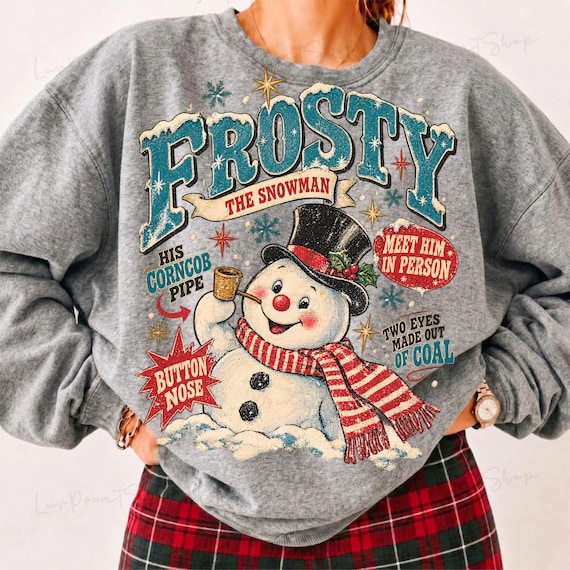 Christmas Frost the Snowman Png, Vintage Christmas Png Design, Snowman Png Design, Merry Christmas Png, Retro Christmas Movies Png Designs