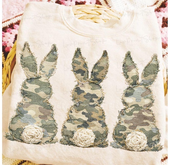 Camouflage Bunny PNG, Camo Easter Png, Bunny Faux Patchwork png, bunny camo png