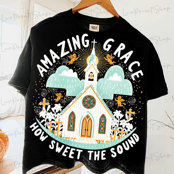 Amazing Grace PNG Christian PNG Sublimation Design Jesus PNG Faith Shirt Clipart Christian Easter Hymn Floral Art Wild Flowers Minimalist