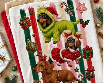 Dachshund Grinc Christmas Png, Cute Dachshunds Png, Christmas Dogs Png,Striped Christmas, Christmas Girly Coquette, Cute Christmas Dog Png