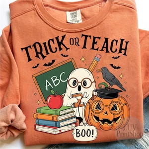 Teacher Halloween Png, Halloween Teacher Pencil Png, Trick or Teach , Funny Teacher Ghost Png, Spooky Teacher Sublimation, Cute Ghost Png image 4